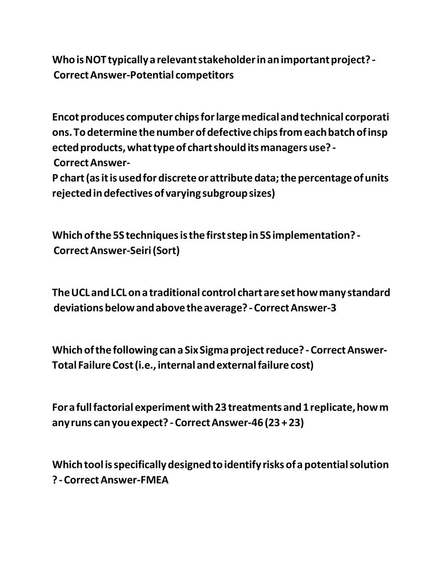 IASSC Green Belt Study Guide Questions - Page 9