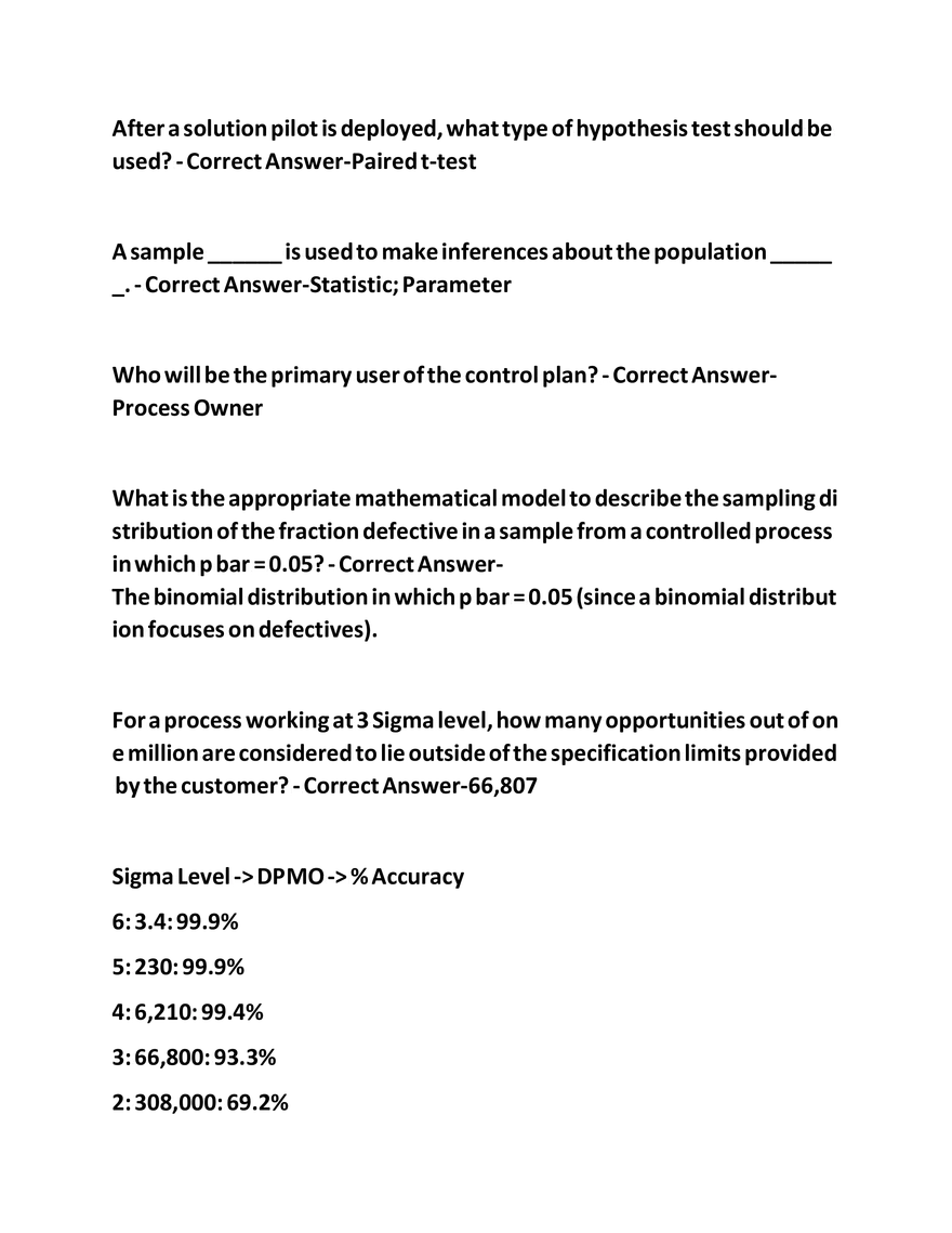 IASSC Green Belt Study Guide Questions - Page 10