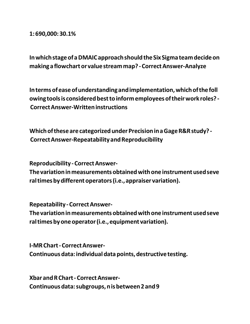 IASSC Green Belt Study Guide Questions - Page 11