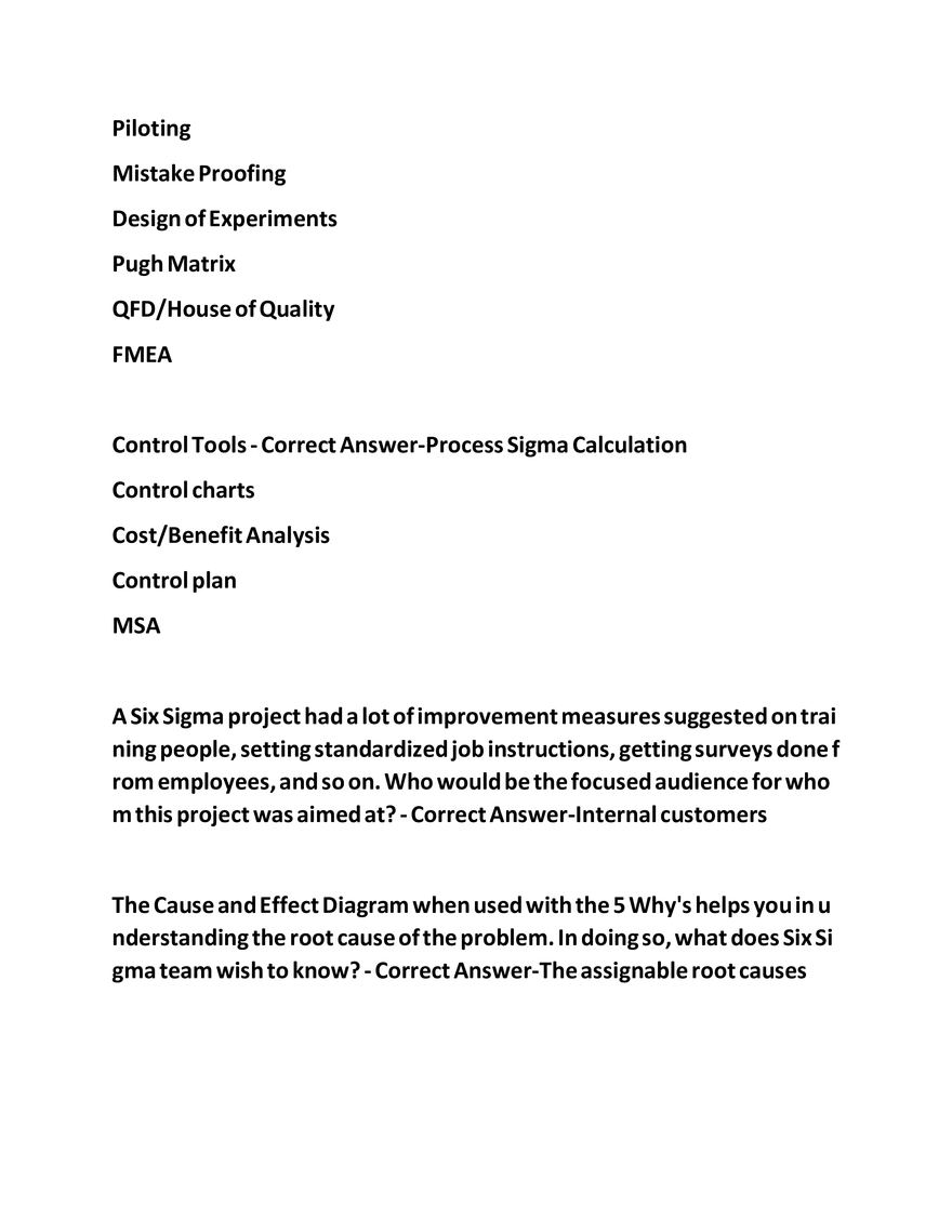 IASSC Green Belt Study Guide Questions - Page 17