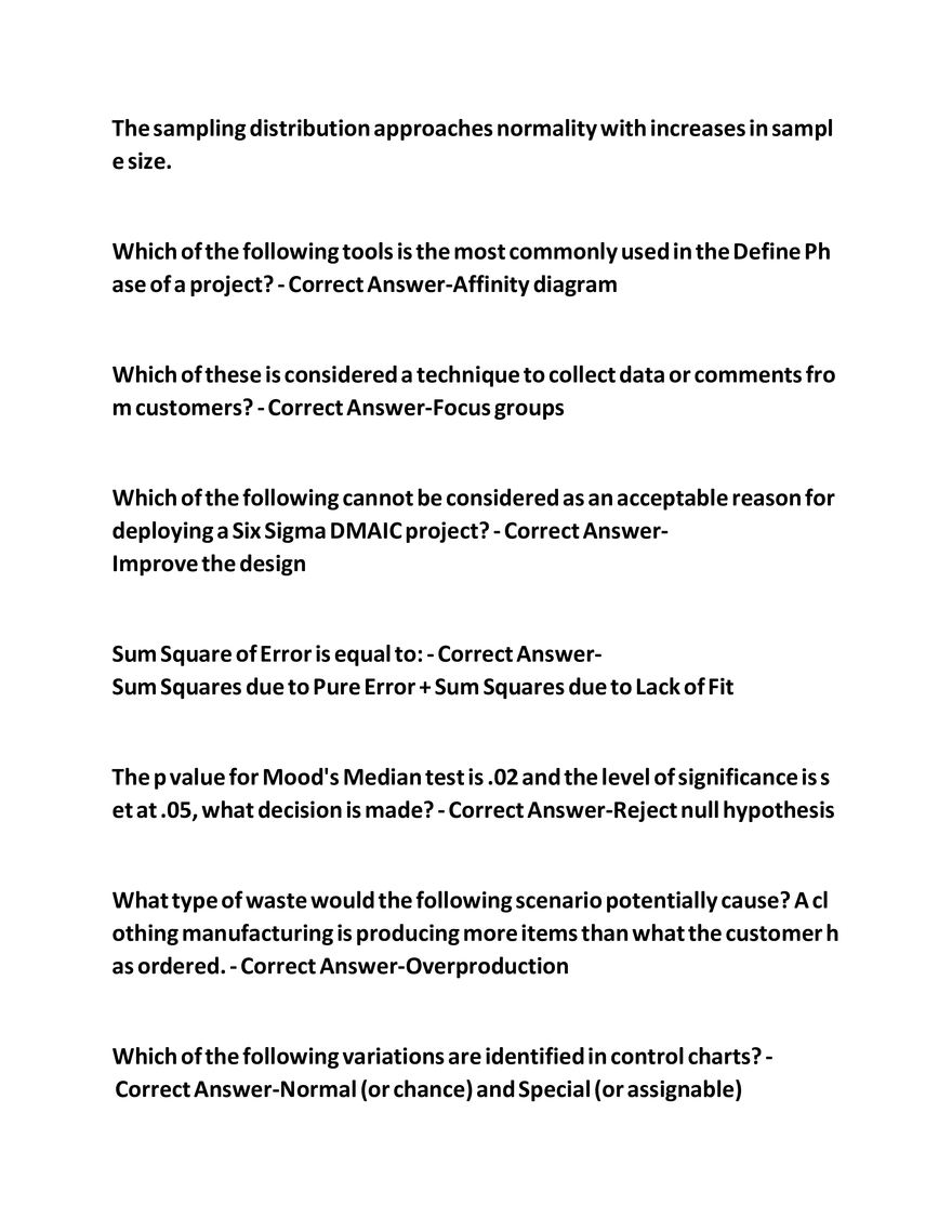 IASSC Green Belt Study Guide Questions - Page 19
