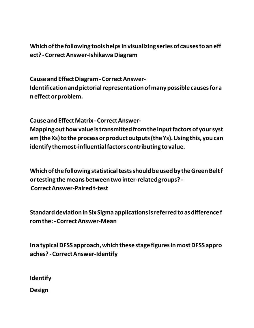 IASSC Green Belt Study Guide Questions - Page 20