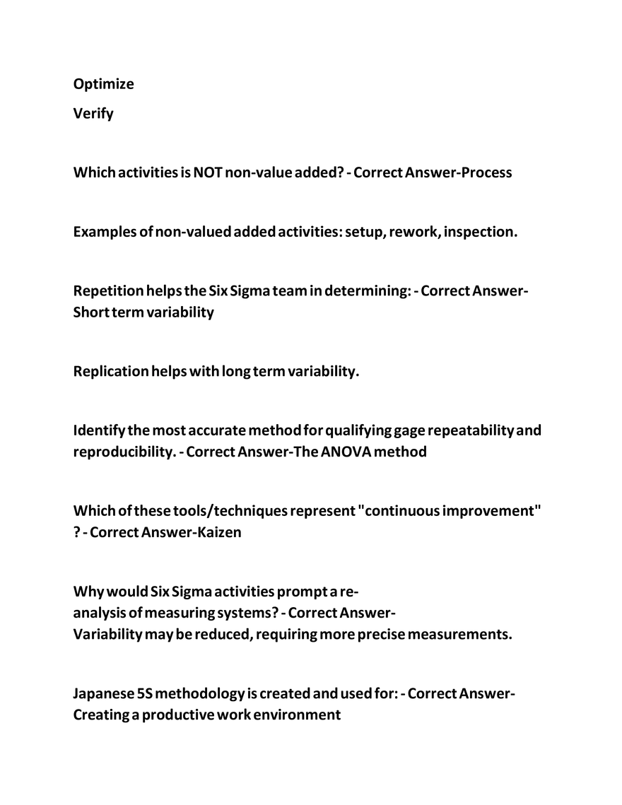 IASSC Green Belt Study Guide Questions - Page 21