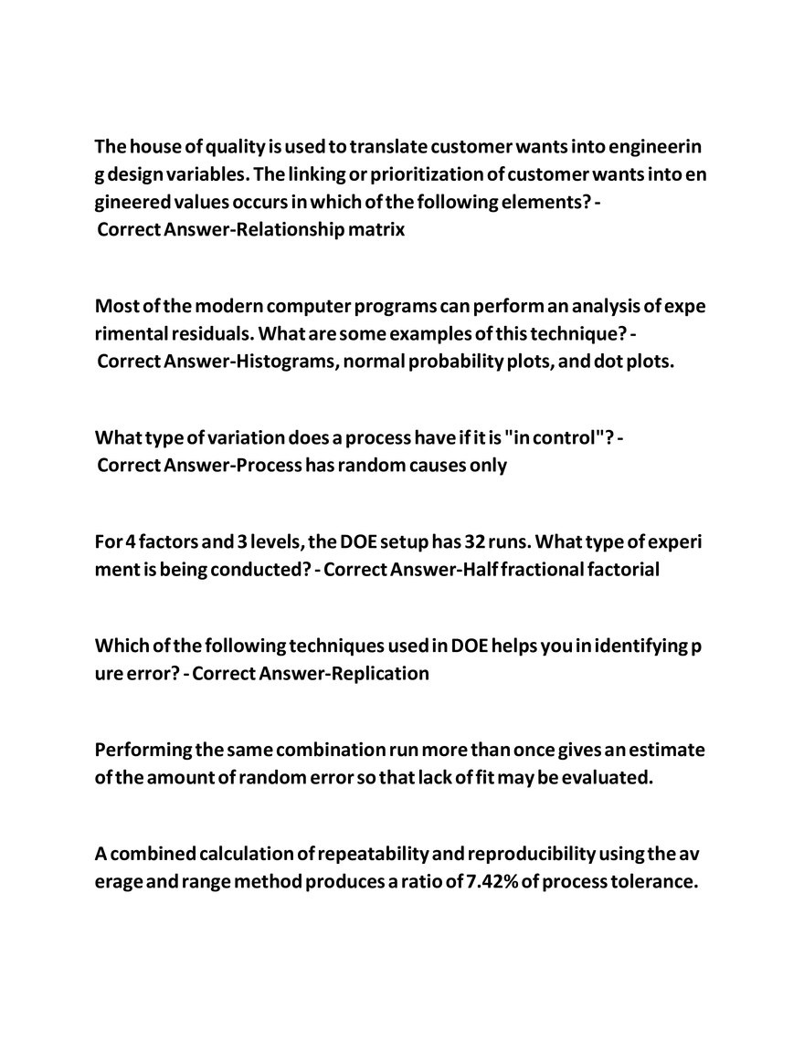 IASSC Green Belt Study Guide Questions - Page 22