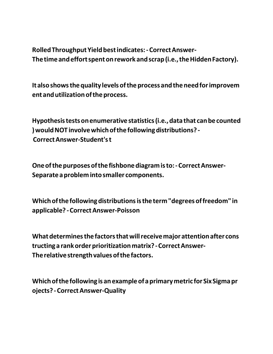 IASSC Green Belt Study Guide Questions - Page 27