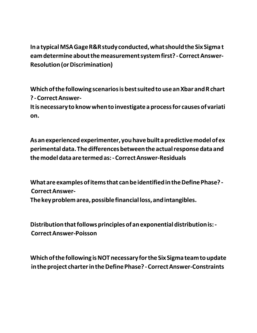 IASSC Green Belt Study Guide Questions - Page 33