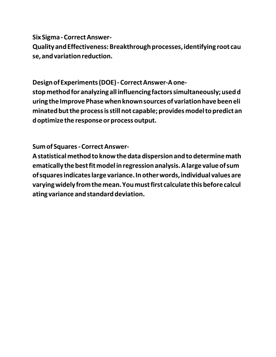 IASSC Green Belt Study Guide Questions - Page 37