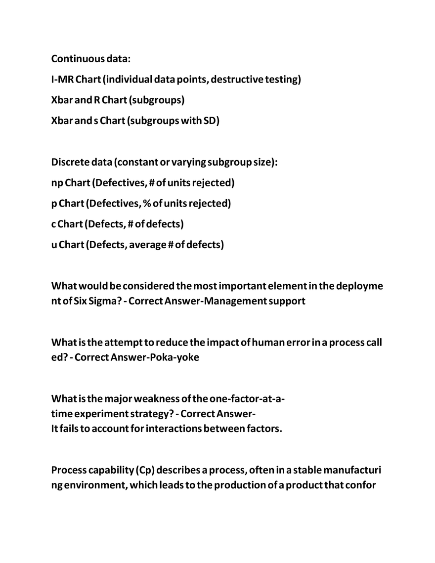 IASSC Green Belt Study Guide Questions - Page 38