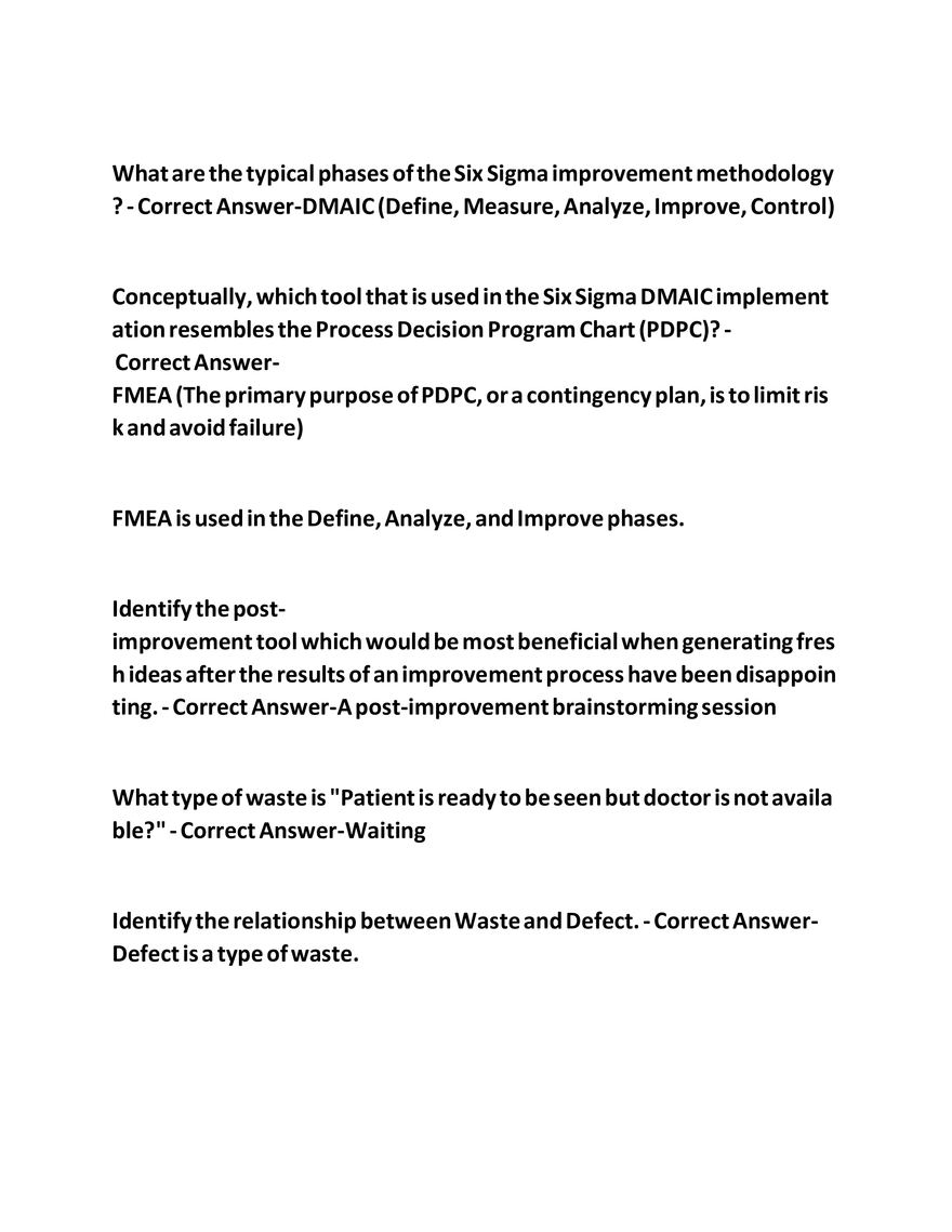 IASSC Green Belt Study Guide Questions - Page 5