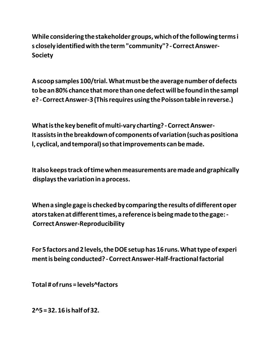 IASSC Green Belt Study Guide Questions - Page 6