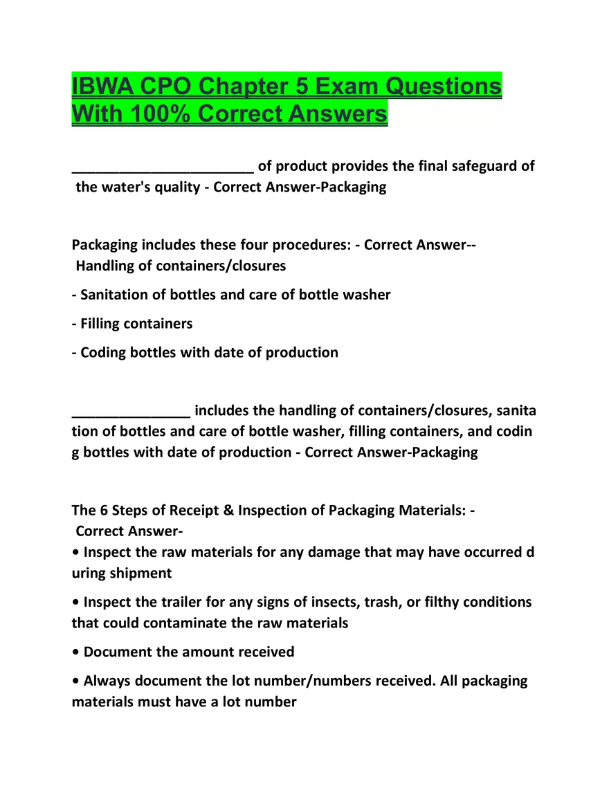 IBWA CPO Chapter 5 Exam Questions - Page 1