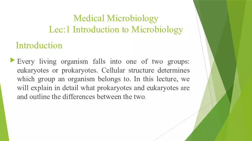 Lecture 1 Introduction to Microbiology - Page 1
