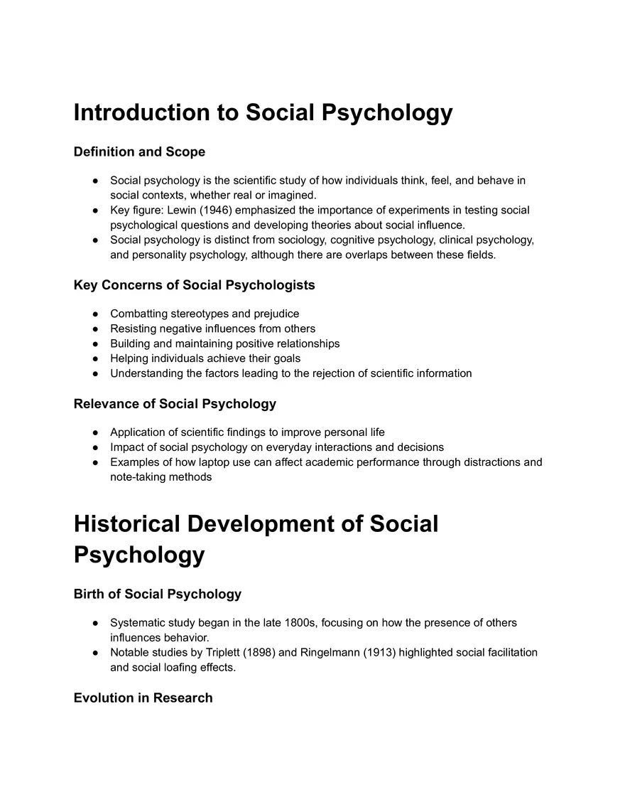 Introduction to Social Psychology Definition, Scope, and Core Concerns - Page 1