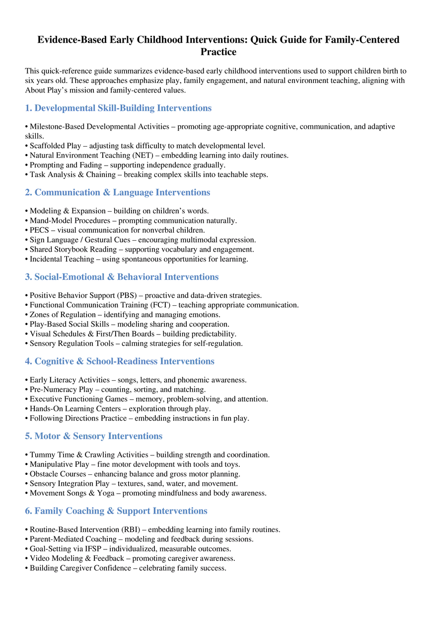 Evidence-Based Early Childhood Interventions - Page 1