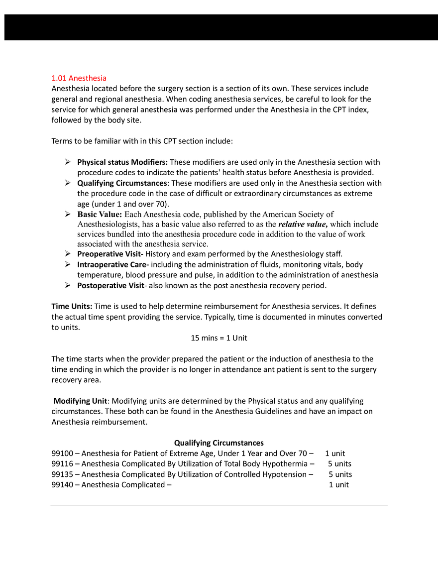 Basics of Anesthesia Coding in CPT - Page 1