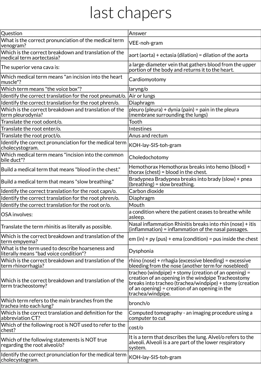 Medical Terminology: Cardiovascular, Respiratory, and Digestive Roots - Page 1