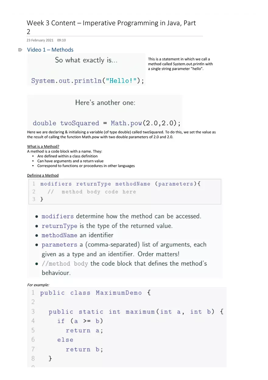 Week 3 Content – Imperative Programming in Java, Part 2 - Page 1