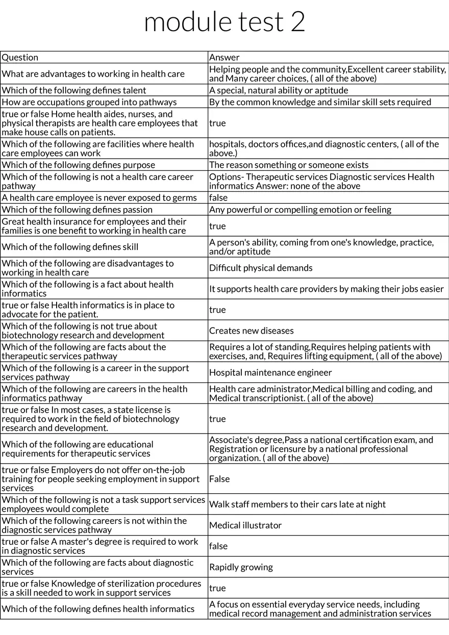 Health Care Careers Overview Answers - Page 1
