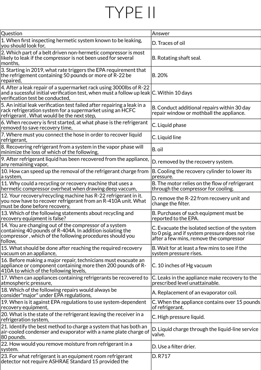Type II Refrigerant Handling - Leak Detection & Recovery Procedures - Page 1
