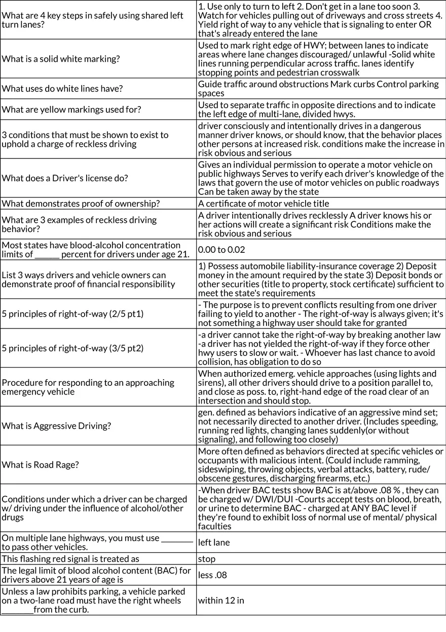Driver’s Training Study Cards - Michigan - Page 3