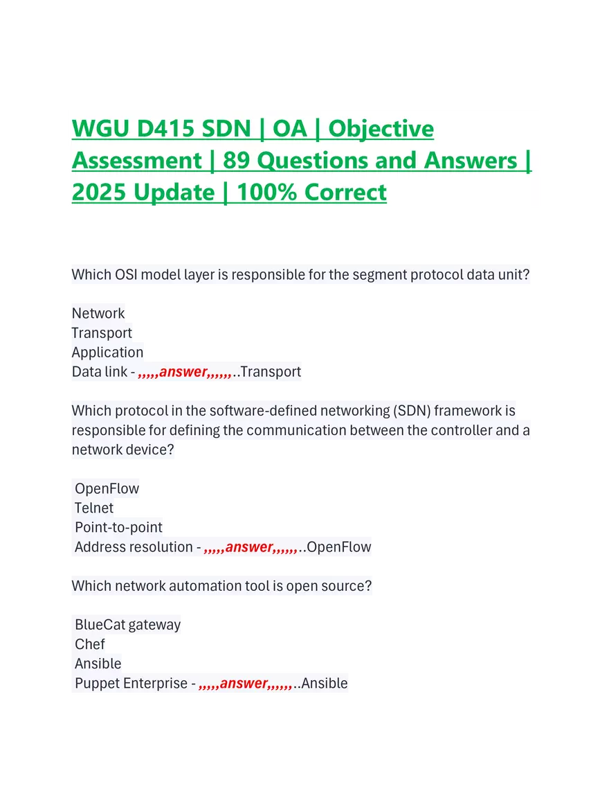 WGU D415 Objective Assessment 89 Questions and Answers - Page 1