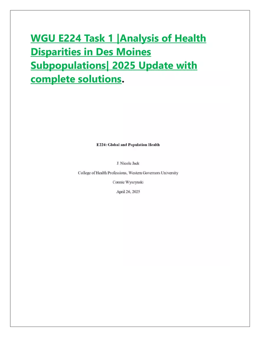 Analysis of Health Disparities in Des Moines Subpopulations - Page 1