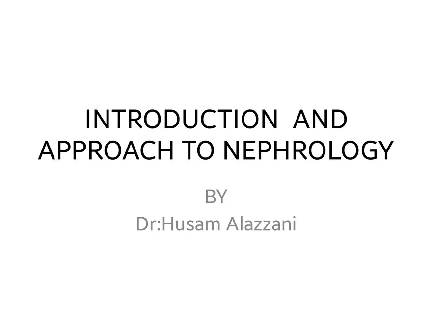 Introduction and Approach to Nephrology - Page 1