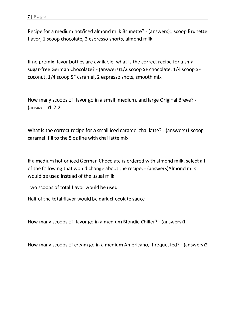 7 Brew Brewista Test 2025 All Questions and Correct Answers - Page 11