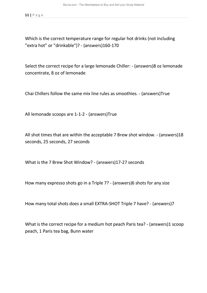 7 Brew Brewista Test 2025 All Questions and Correct Answers - Page 4