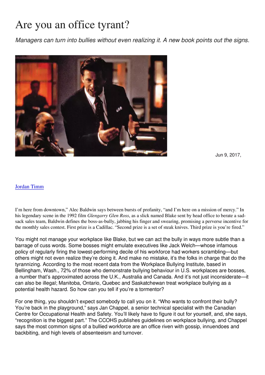 Are You an Office Tyrant? - Page 1