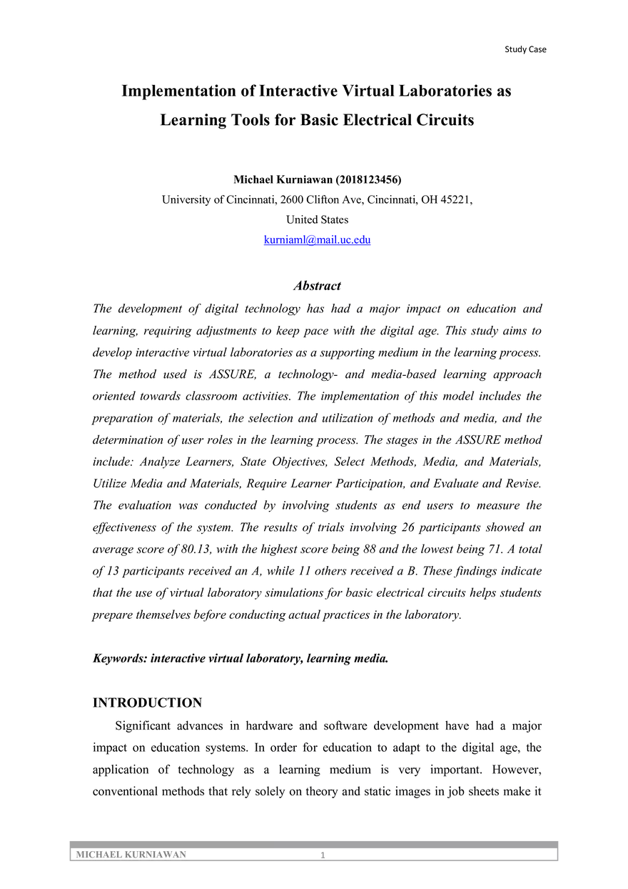 Implementation of Interactive Virtual Laboratories - Page 1