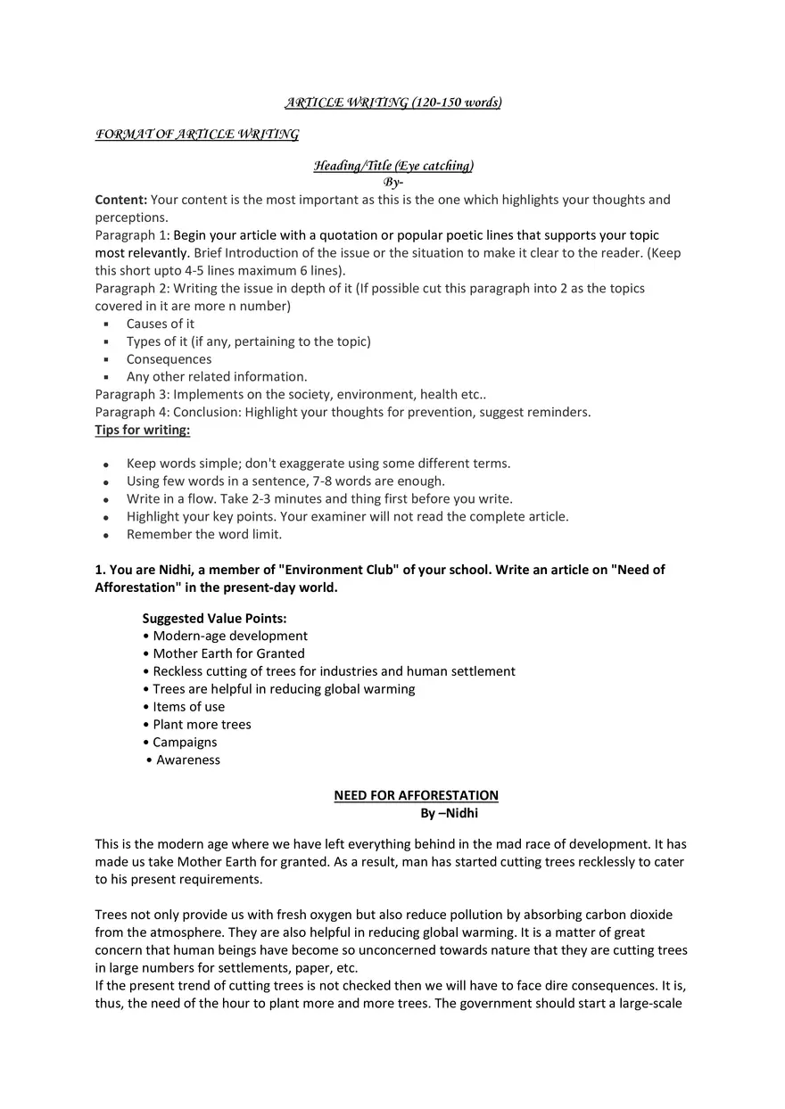 Article - Format Of Article Writing - Page 1