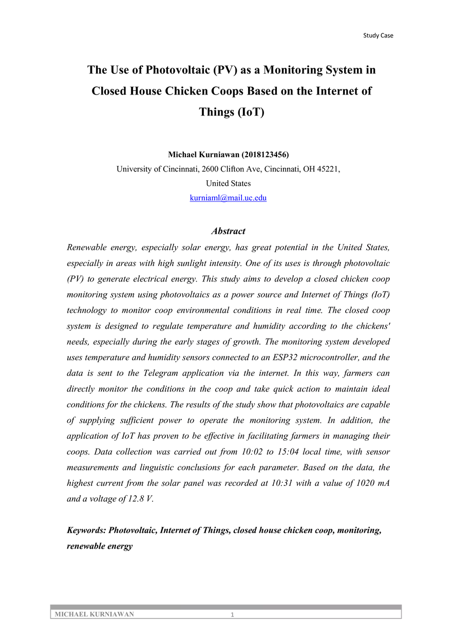 The Use of Photovoltaic (PV) as a Monitoring System - Page 1