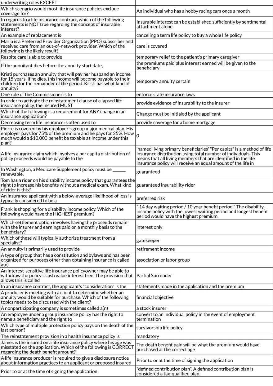 Health and Life Insurance Exam Practice - Page 4