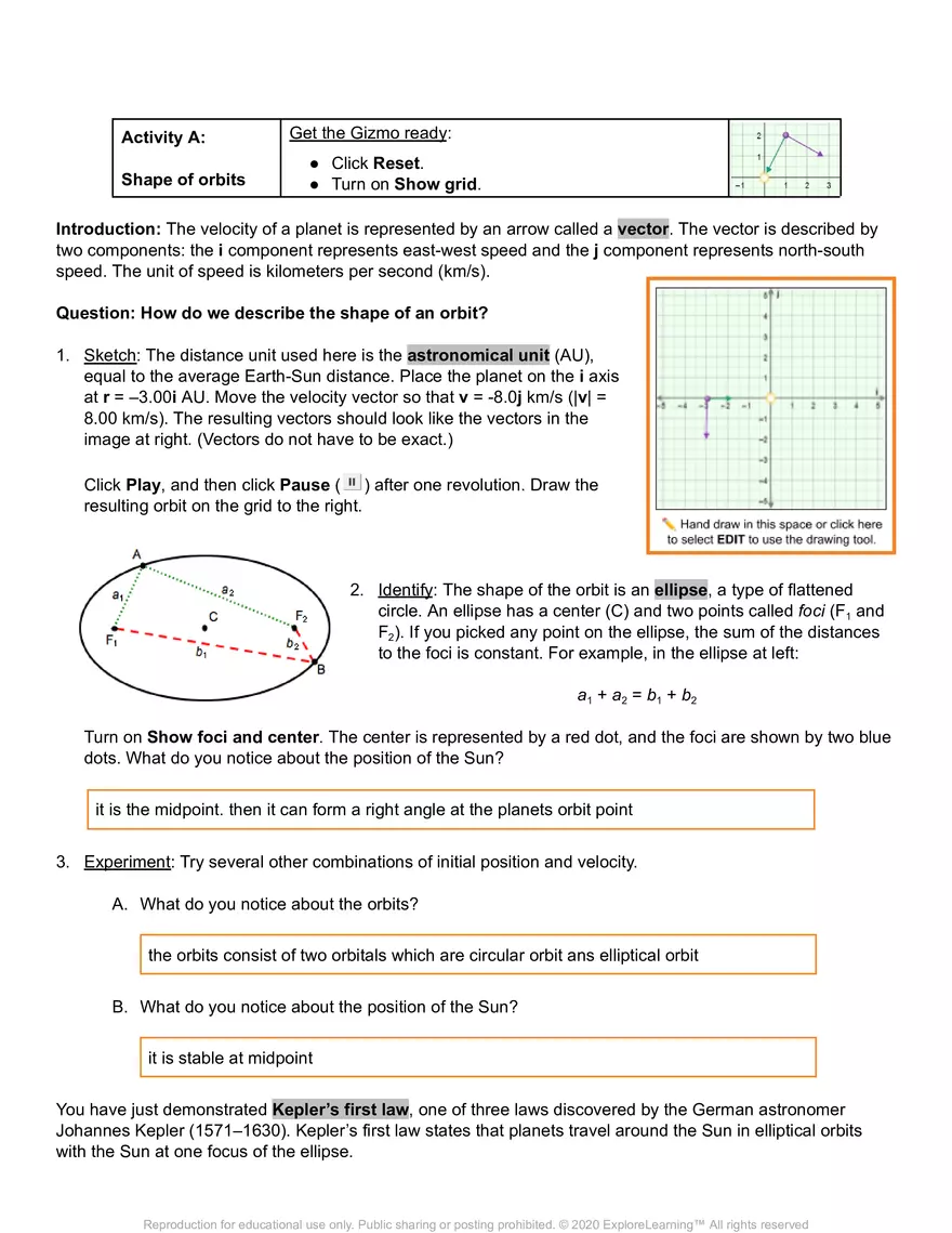 Student Exploration: Orbital Motion – Kepler’s Laws - Page 2
