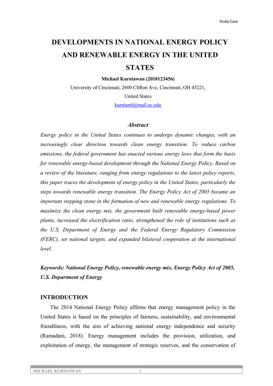 Developments In National Energy Policy - Page 1