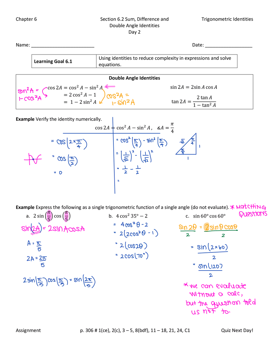 Section 6.1 Reciprocal, Quotient and Pythagorean Identities - Page 7