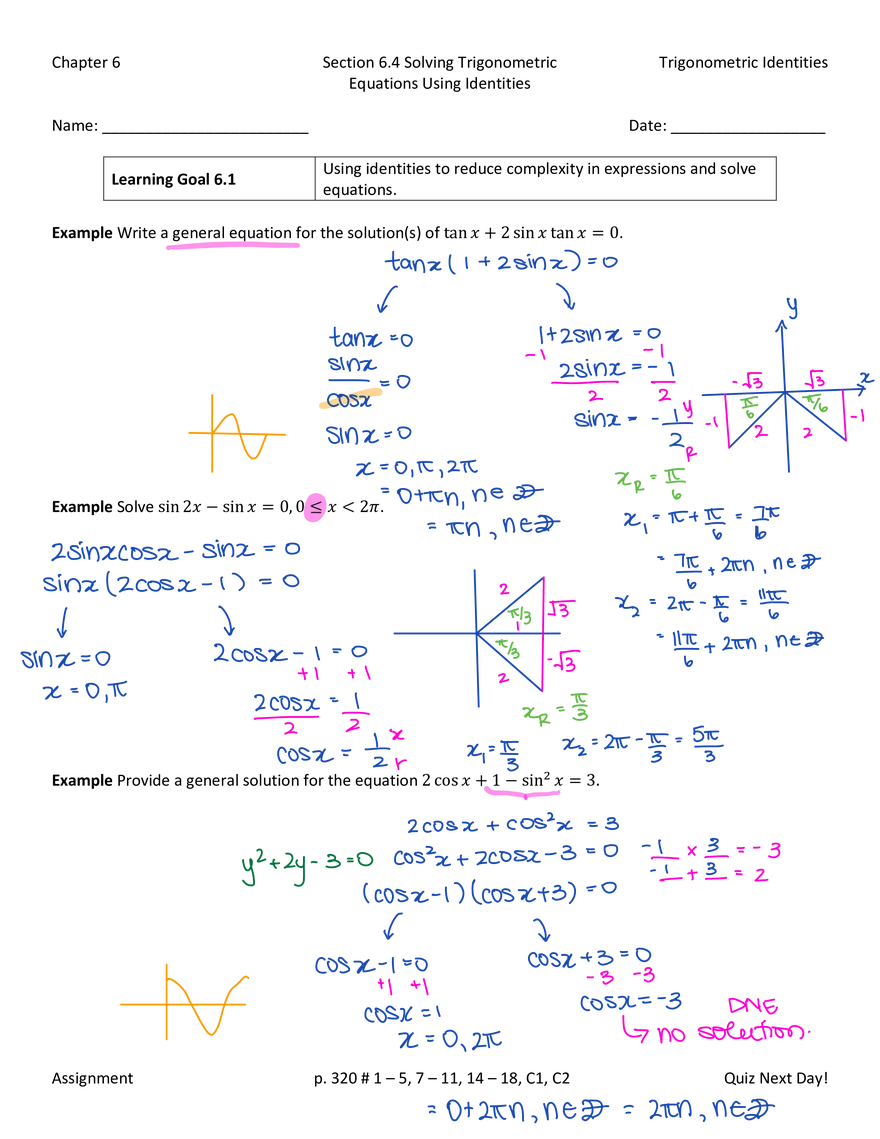 Section 6.1 Reciprocal, Quotient and Pythagorean Identities - Page 11