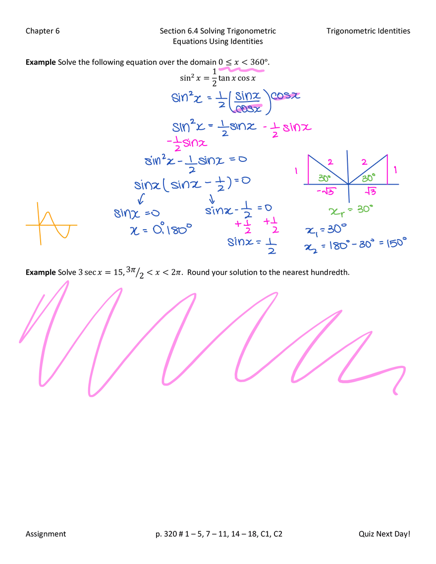 Section 6.1 Reciprocal, Quotient and Pythagorean Identities - Page 3