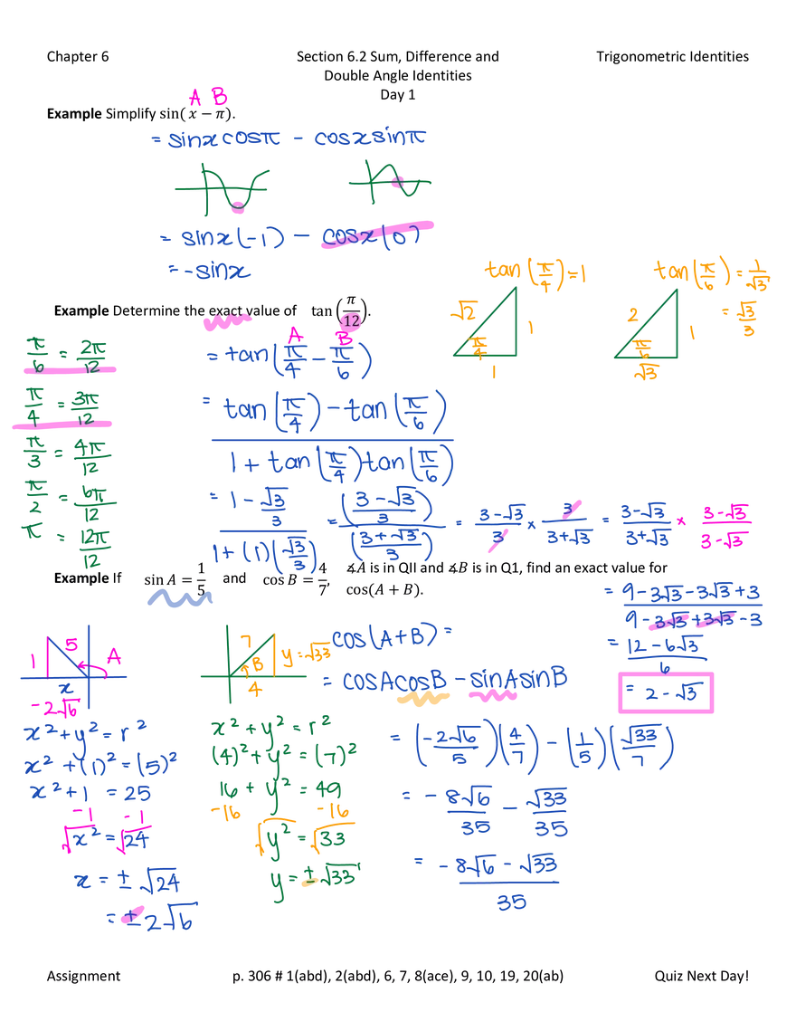 Section 6.1 Reciprocal, Quotient and Pythagorean Identities - Page 6