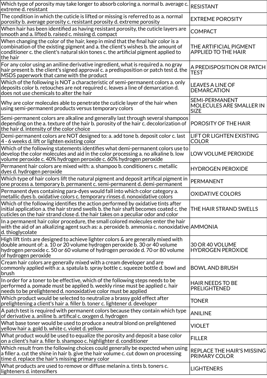 Chapter 13 Haircoloring Table Review - Page 2