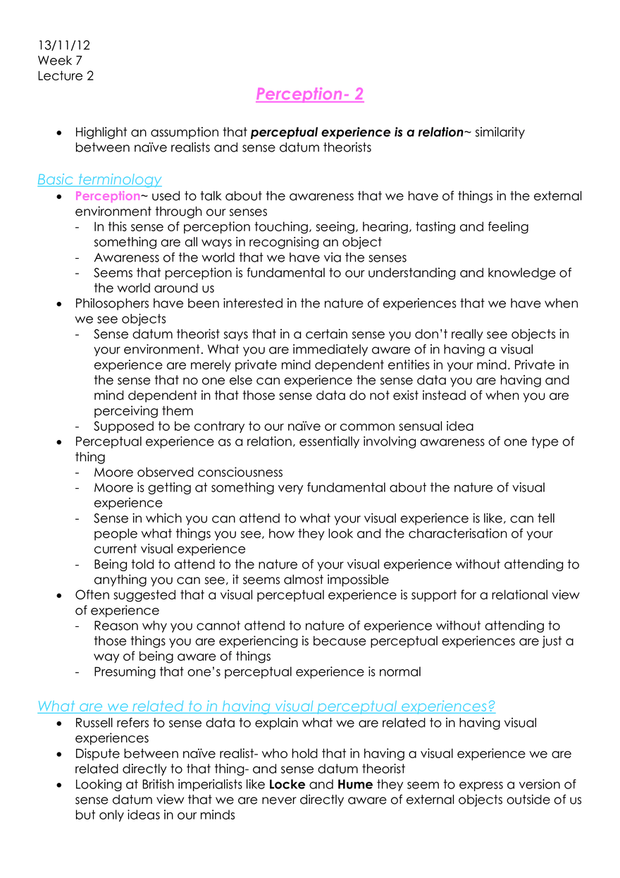 Week 7 Lecture 2 Perception #2 - Page 1