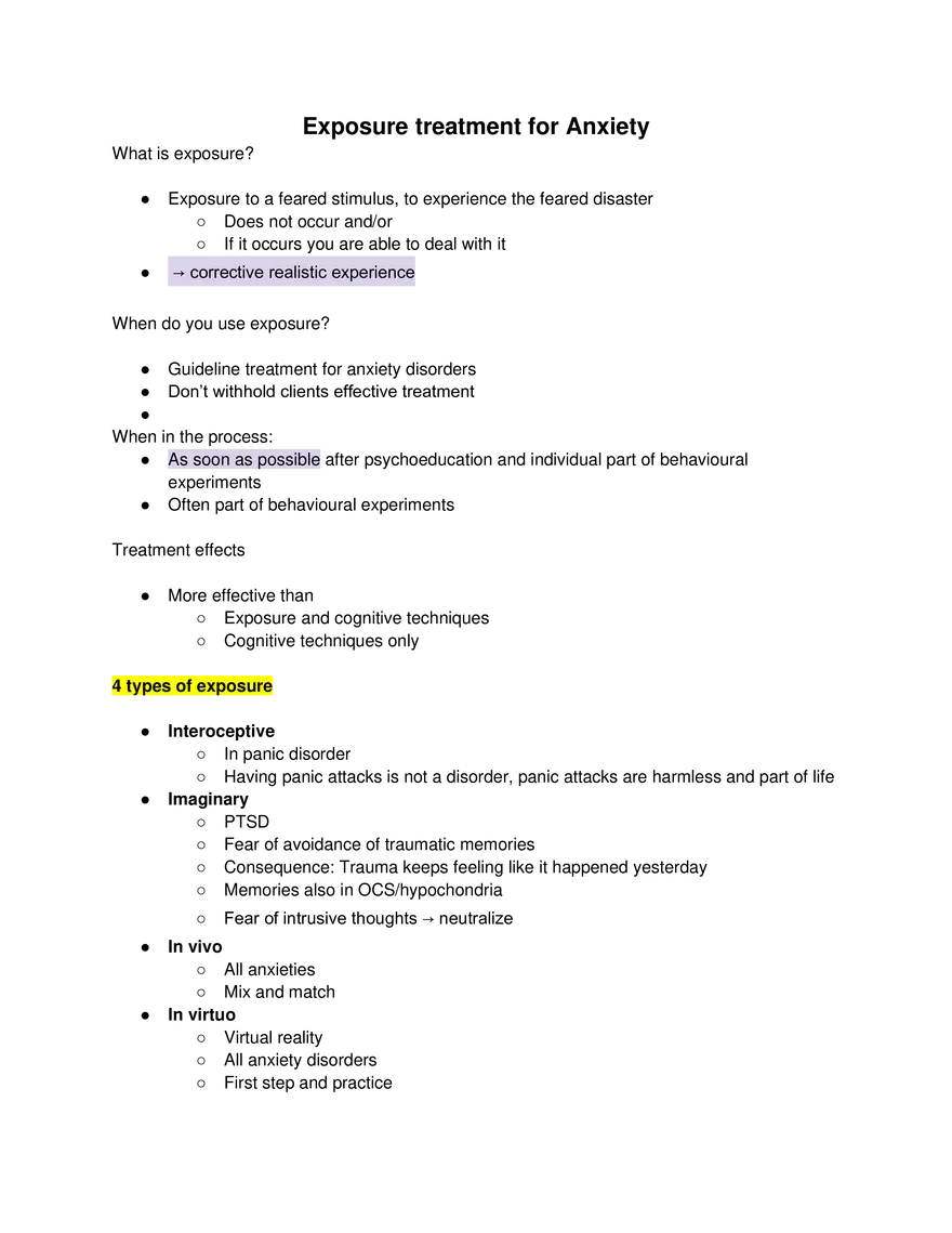 Exposure Treatment for Anxiety - Page 1