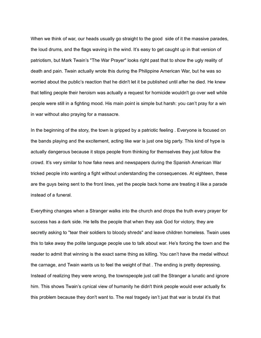 "The War Prayer" Opinion - Page 1