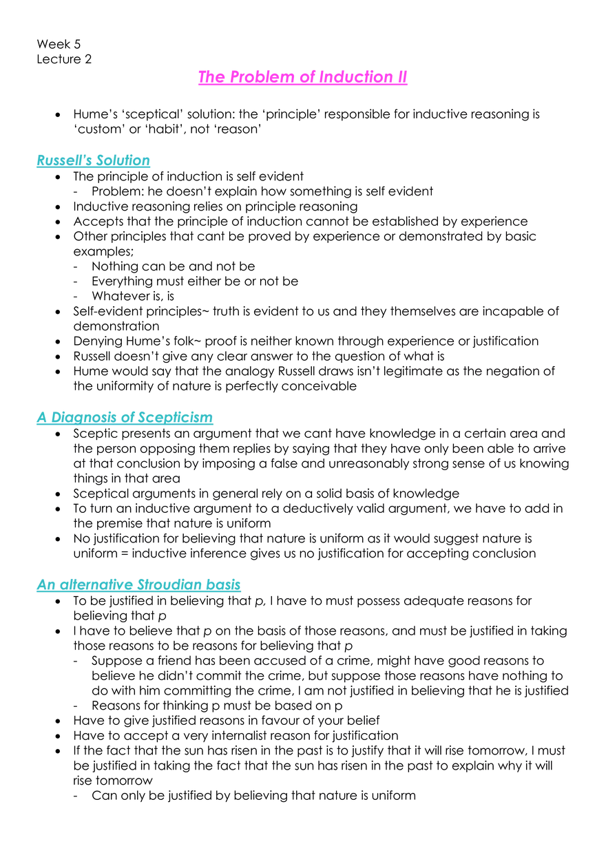 Lecture 2 The Problem of Induction II - Page 1