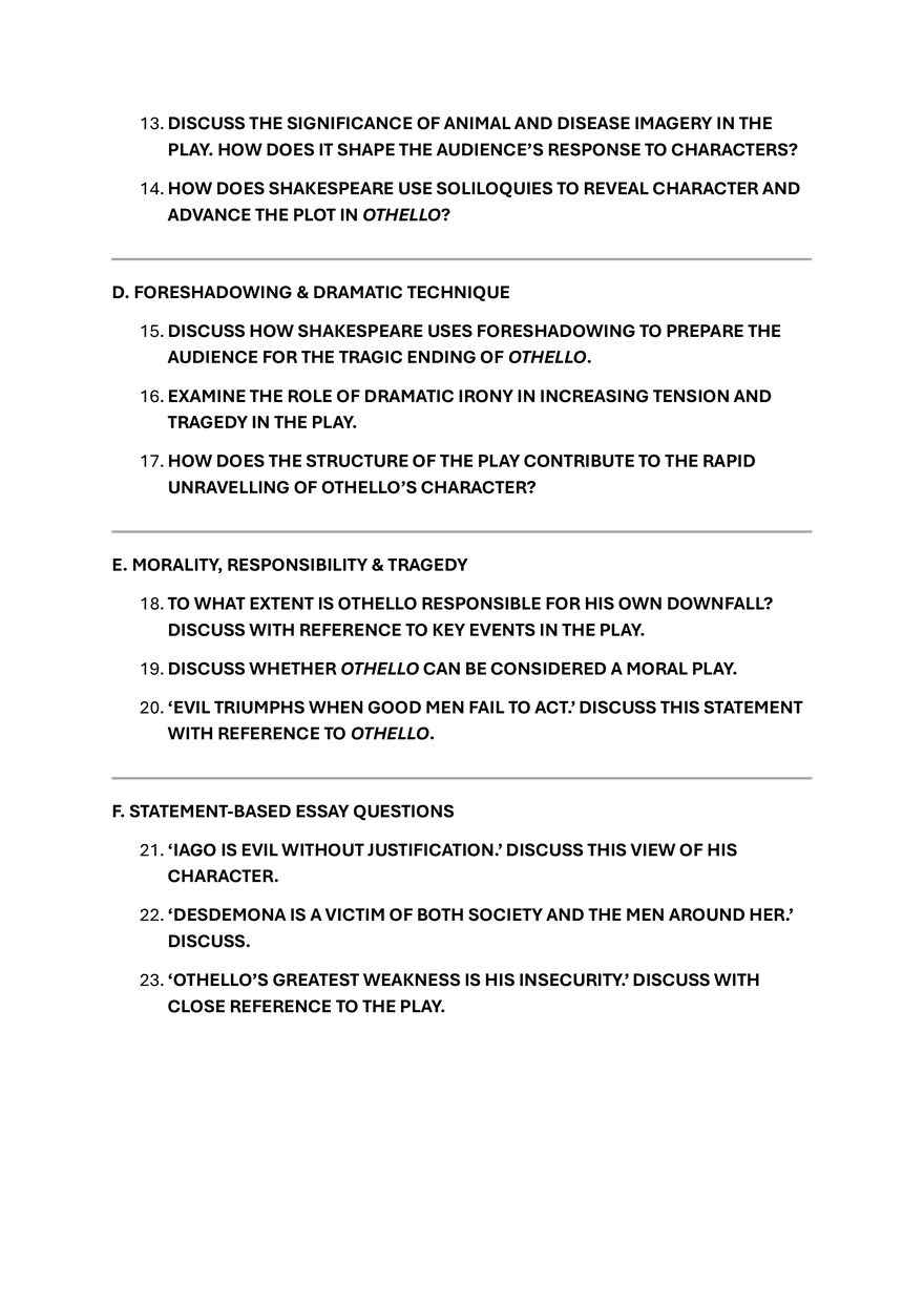 Othello Essay Topics and Transactionals - Page 2