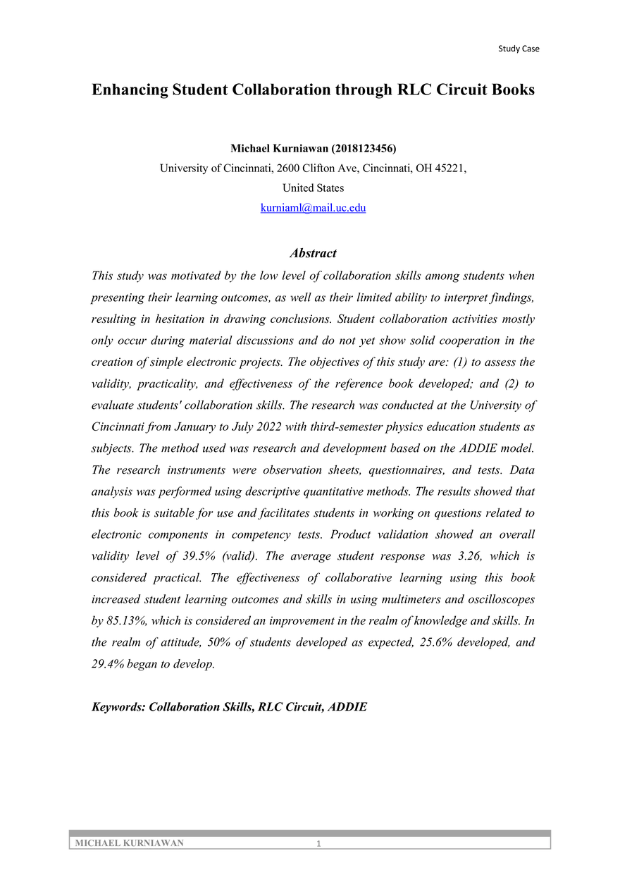 Enhancing Student Collaboration through RLC Circuit - Page 1