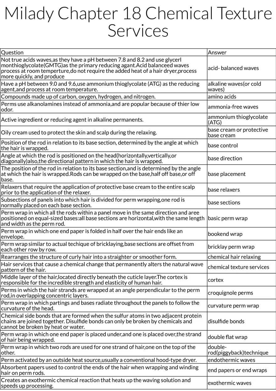 Chemical Texture Services Key Terms and Concepts - Page 1