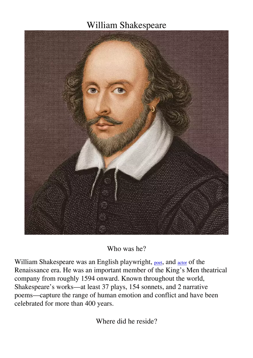 William Shakespeare Biography - Page 1