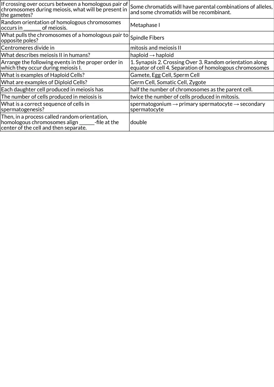 Key Concepts of Meiosis and Chromosomal Organization - Page 2